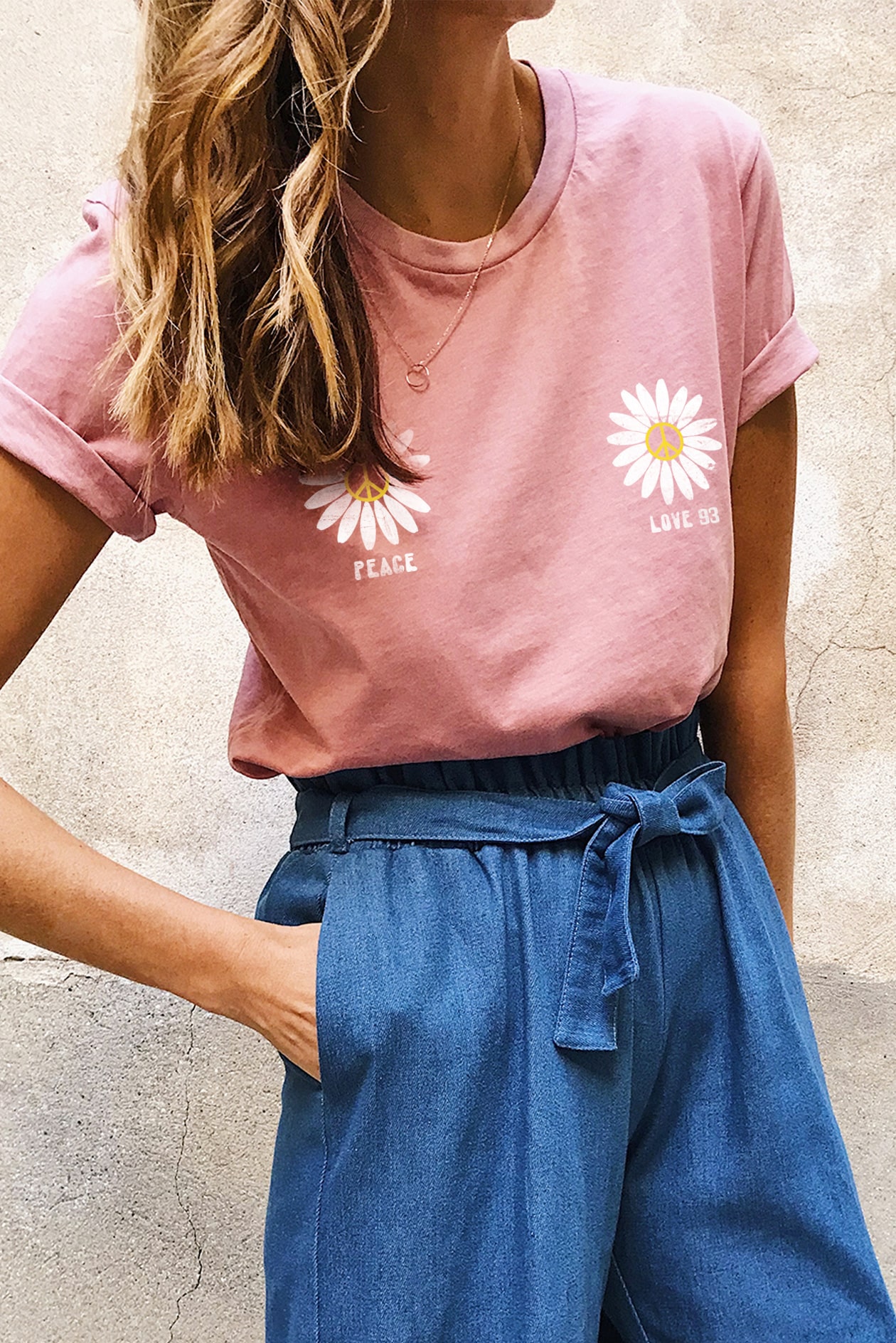 Tee shirt pink d lav PERSONNALISABLE Daisy