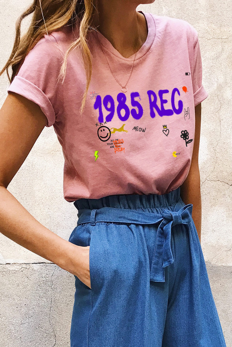 Tee shirt pink délavé PERSONNALISABLE Rec LEIN BOHO Prêt à porter